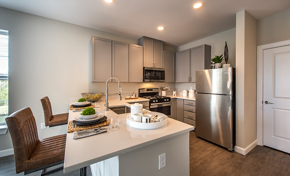 Kitchen in luxury apartment at Halstead Salem Station