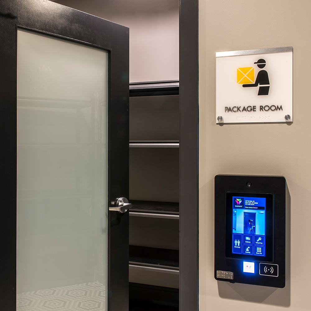 Secure package room at Halstead Salem Station