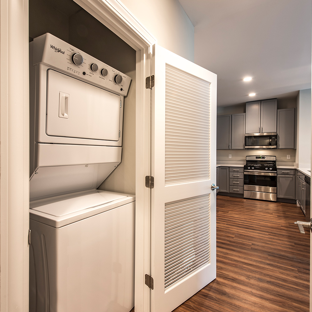 In-unit washer/dryer in luxury apartment at Halstead Salem Station
